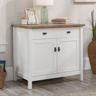 Sauder - 430234 La Collection Cottage Road Base de bibliothèque - Finition White-Le tiroir de rangement comprend des glissières à extension complète.
