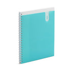 Poppin – Cahier 3 sujets spiralé à pochette, aqua (101940)-Cahier à 3 sujets, avec 2 séparateurs et 120 feuilles lignées avec pages micro perforées