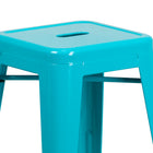 Tabouret de comptoir sans dossier de 24 po, intérieur/extérieur, bleu sarcelle brillant (ET-BT3503-24-CB-GG)-S'empile jusqu'à 10 chaises de hauteur