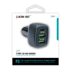 LBT- Chargeur de voiture PD à trois ports LBT Power Stream 30 W - Noir-Le port USB-C 18 W chargera rapidement et efficacement n'importe quel appareil USB-C.