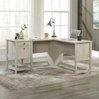 Sauder 59"W La Collection Edge Water Bureau en L - Finition Chalked Chestnut-  Le système de gestion des cordons comprend des œillets de bureau