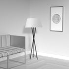Dainolite - Lampe sur pied à incandescence transitionnelle Gabriela, 1 lumière, noir mat avec abat-jour blanc-Métal