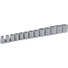 Gray Tools – Ensemble 13 pièces 3/8 po à 12 pans, SAE, longueur standard, ensemble de douilles au fini chromé, 1/4 à 1 po-Tailles incluses : 1/4, 5/16, 3/8, 7/16, 1/2, 9/16, 5/8, 11/16, 3/4, 13/16, 7/8, 15/16, 1 (po).