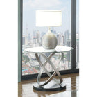 Brassex – Table d'appoint Chantal, argent/noir (275-06)-Fini noir/argent avec verre trempé
