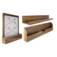 Kiera Grace – Tablettes Muskoka Cantu, Irwin avec tableau liège et Pugh, fini noyer, ens. de 3, 36 po, 19 po, 36 po-Ensemble de 3 tablettes murales en bois