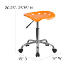 Flash Furniture – Tabouret brillant avec siège de type tracteur, 25,75 po, jaune-orange (LF214AORANYELL)-Base chromée résistante à toute épreuve