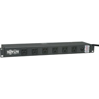 Tripp LiteMD – Barre d’alimentation pour bâti RS1215RA à 12 prises avec cordon de 15 pi, noir-Prises placés à droite des angles avec broche de sol dans le bas pour accueillir des transformateurs encombrants