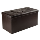 Winsome - Pouf Ashford 15 po x 29,9 po avec espace de rangement, similicuir, espresso (92627)-Pouf avec espace de rangement