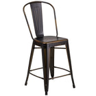 Flash Furniture – Tabouret de comptoir de 24 po avec dossier, pour intérieur, métal vieilli, cuivré (ET353424COP)-Capacité de poids de 500 lb