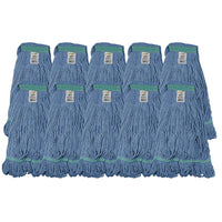 Tête de vadrouille / moppe synthétique de rechange - Bouclée à bandes étroites – Bleue – Large-Taille large
