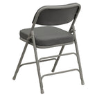 Chaise pliante HERCULES à triple entretoise et double charnière incurvée en tissu gris et métal gris-Rembourrage en tissu gris