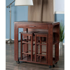 Winsome – Ensemble gagne-place Fremont, chariot de cuisine avec 2 tabourets, noyer (94331)-Dimensions (po) : 31,7 haut. x 30,6 larg. x 31,5 prof.